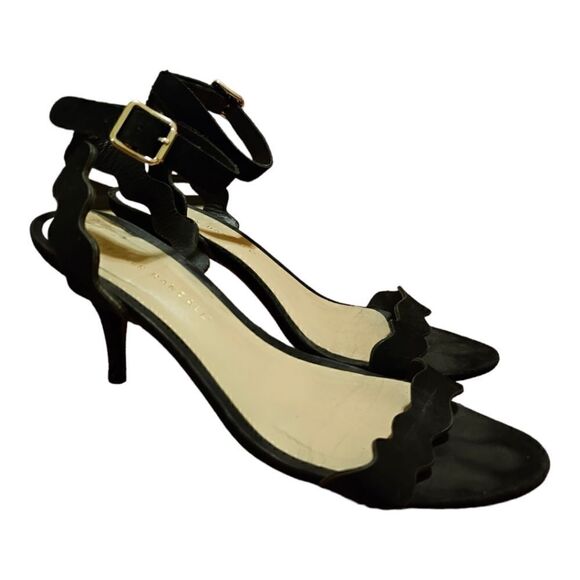 LOEFFLER RANDOLPH Black Nubuck Heels - Size 8 - Picture 1 of 8